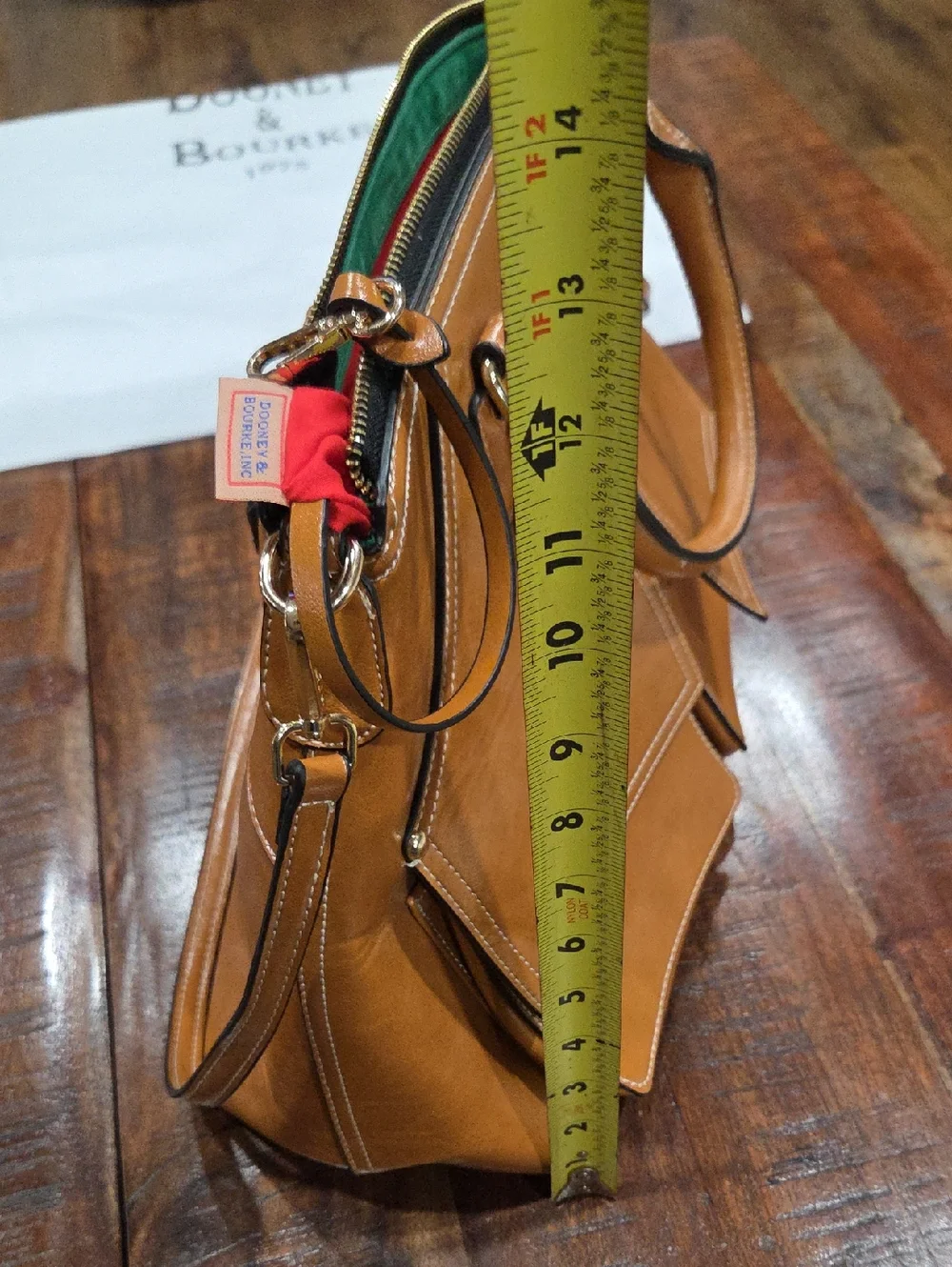 Dooney & Bourke Tan Leather Satchel with Crossbody Strap